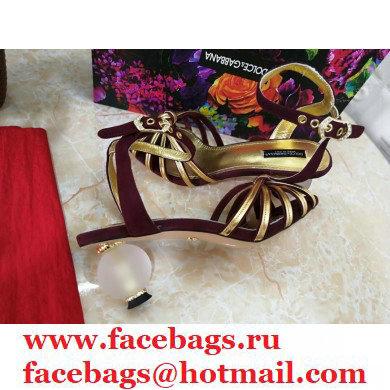 Dolce  &  Gabbana Spherical Acrylic Heel 6.5cm Suede Sandals Burgundy 2021